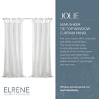 Elrene Home Fashions Jolie Crushed Semi-Sheer Window Curtain, Adjustable Tie-Top Single Panel, 52'' X 95'' (1 Panel), White