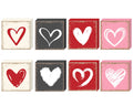 Qunclay 8 Pieces Valentines Day Heart Decor Rustic Wood Heart Love Wooden Table Decor Heart Block Tabletop Centerpiece Signs Fa