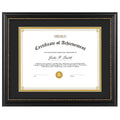 Golden State Art, 8.5X11 Diploma Frame, Solid Wood Black with Gold Trim Certificate Frame, 8.5X11 Inch or 11X14 Diploma Without 