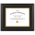 Golden State Art, 8.5X11 Diploma Frame, Solid Wood Black with Gold Trim Certificate Frame, 8.5X11 Inch or 11X14 Diploma Without 