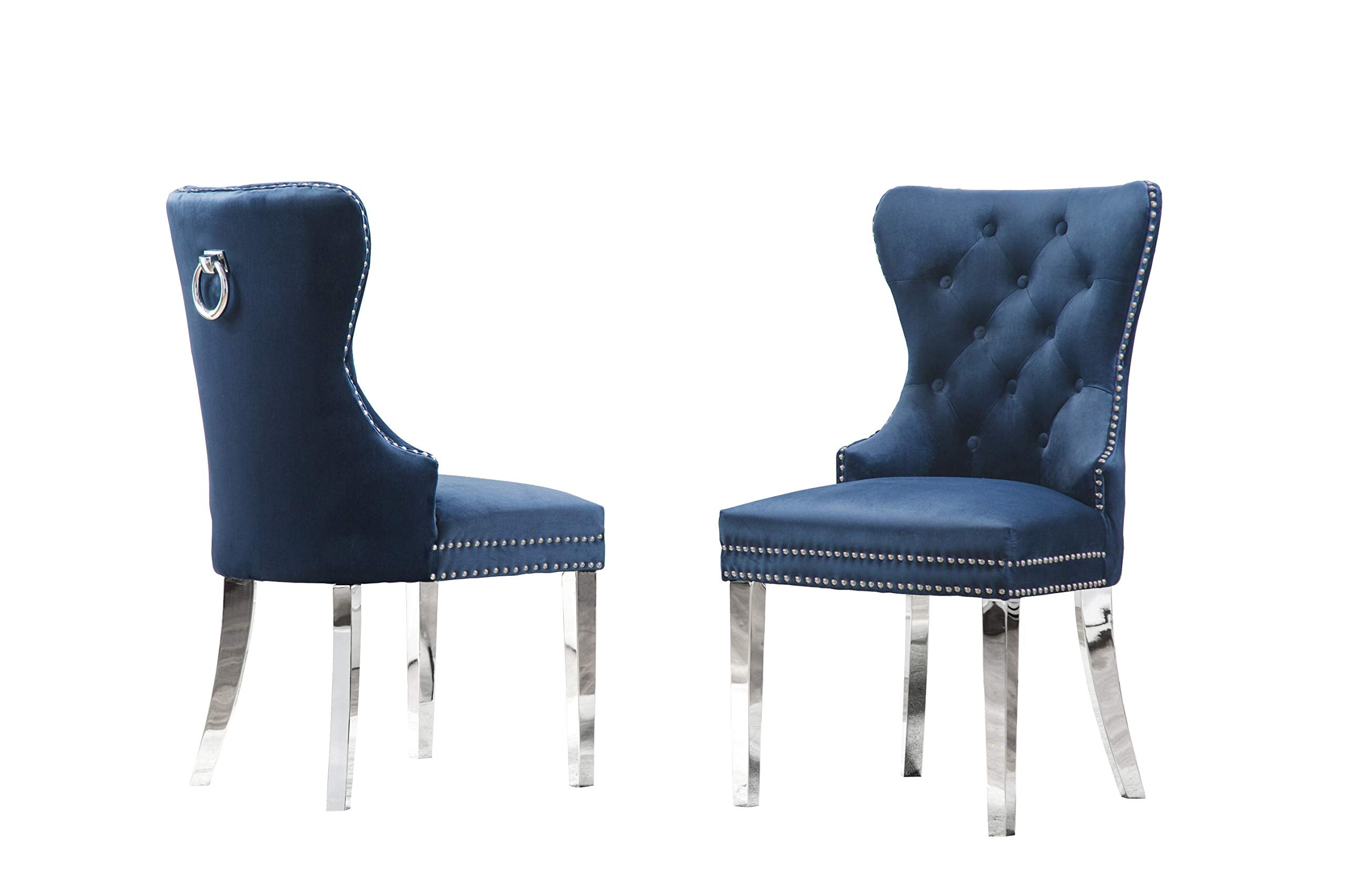 Best Quality Furniture 5Pc Dining Set (1 Table + 4 Chairs), White, Navy Blue