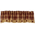 The Country House Collection Burgundy Farmhouse Star Valance (72x14)