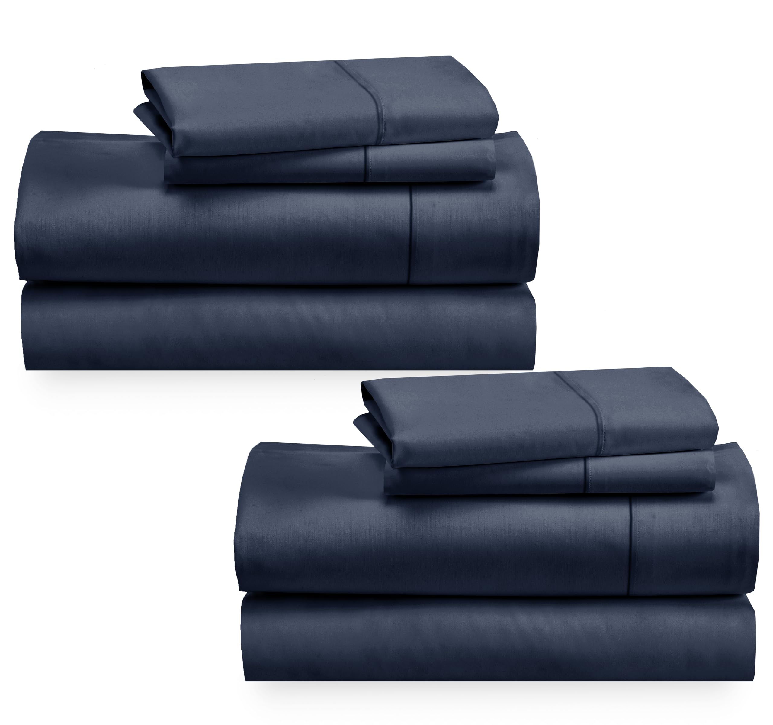 2-Pack Sheets Full Size Bed - 400 Thread Count 100% Cotton Sateen - Extra Soft, Breathable & Cooling Sheets, Wrinkle Resistant,