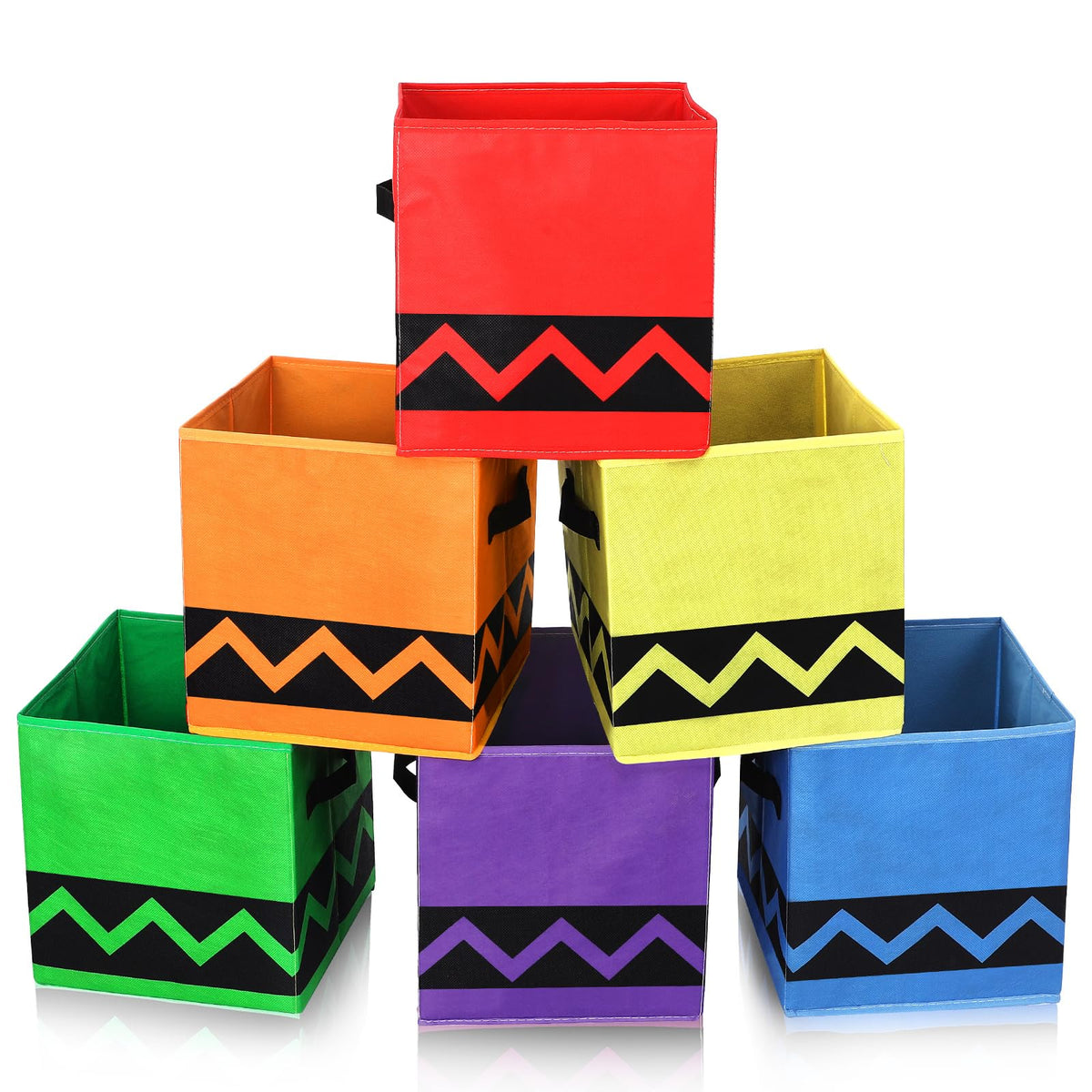 Teenyyou 6 Pcs Colorful Cube Storage Bins, 11 Foldable Rainbow Organizer