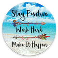 Amcove Round Gaming Mouse Pad Custom, Stay Positive Work Hard And Make It Happen Inspirational Quotes Round Mouse Pad Art Blue G