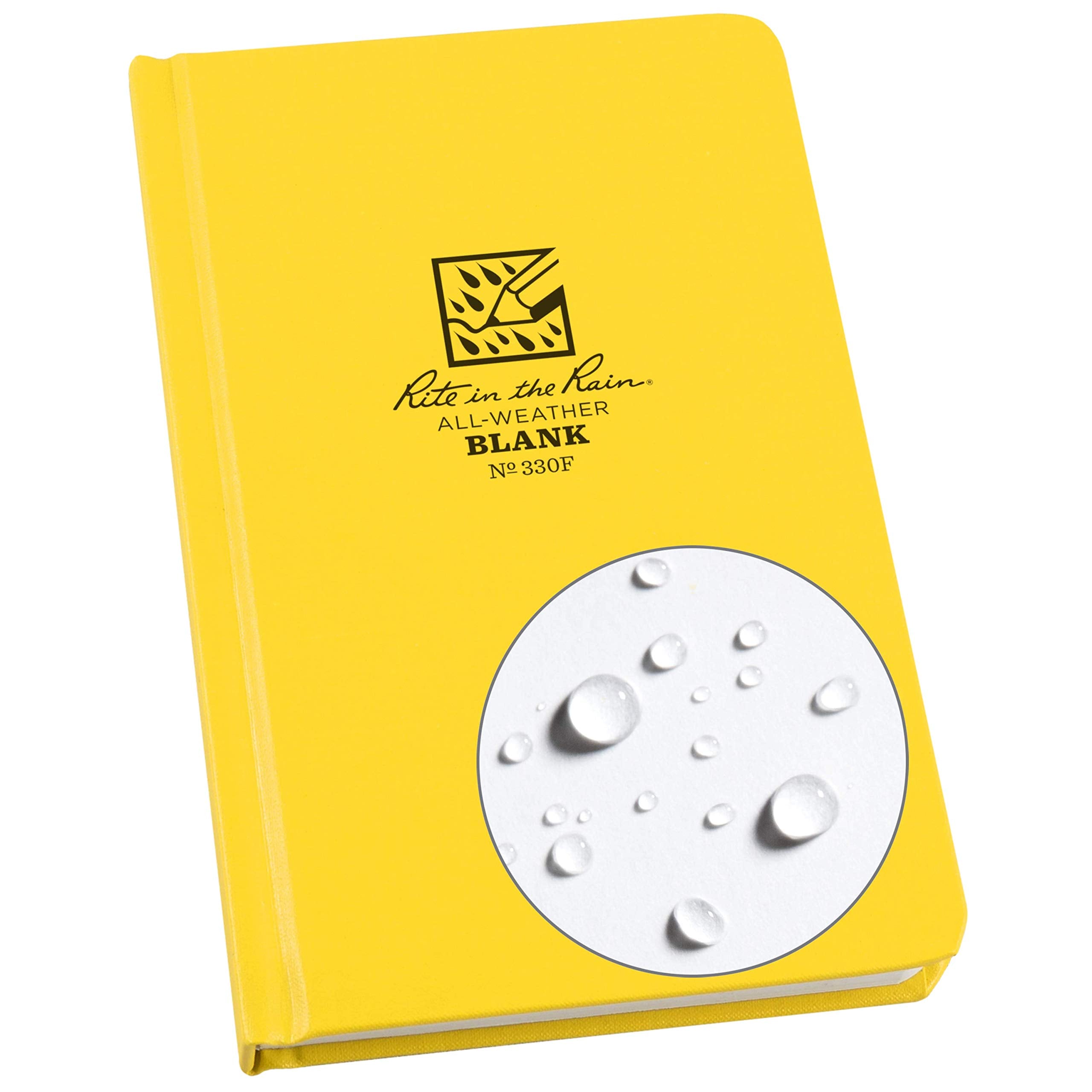 Rite In The Rain Weatherproof Hard Cover Notebook, 4 3/4' X 7 1/2', Yellow Cover, Blank Pattern (No. 330F)