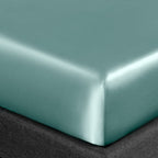 Homiest 3Pcs Satin Sheets Set Luxury Silky Satin Bedding Set With Deep Pocket, 1 Fitted Sheet + 1 Flat Sheet + 1 Pillowcase (Twin Size, Greyish Green)