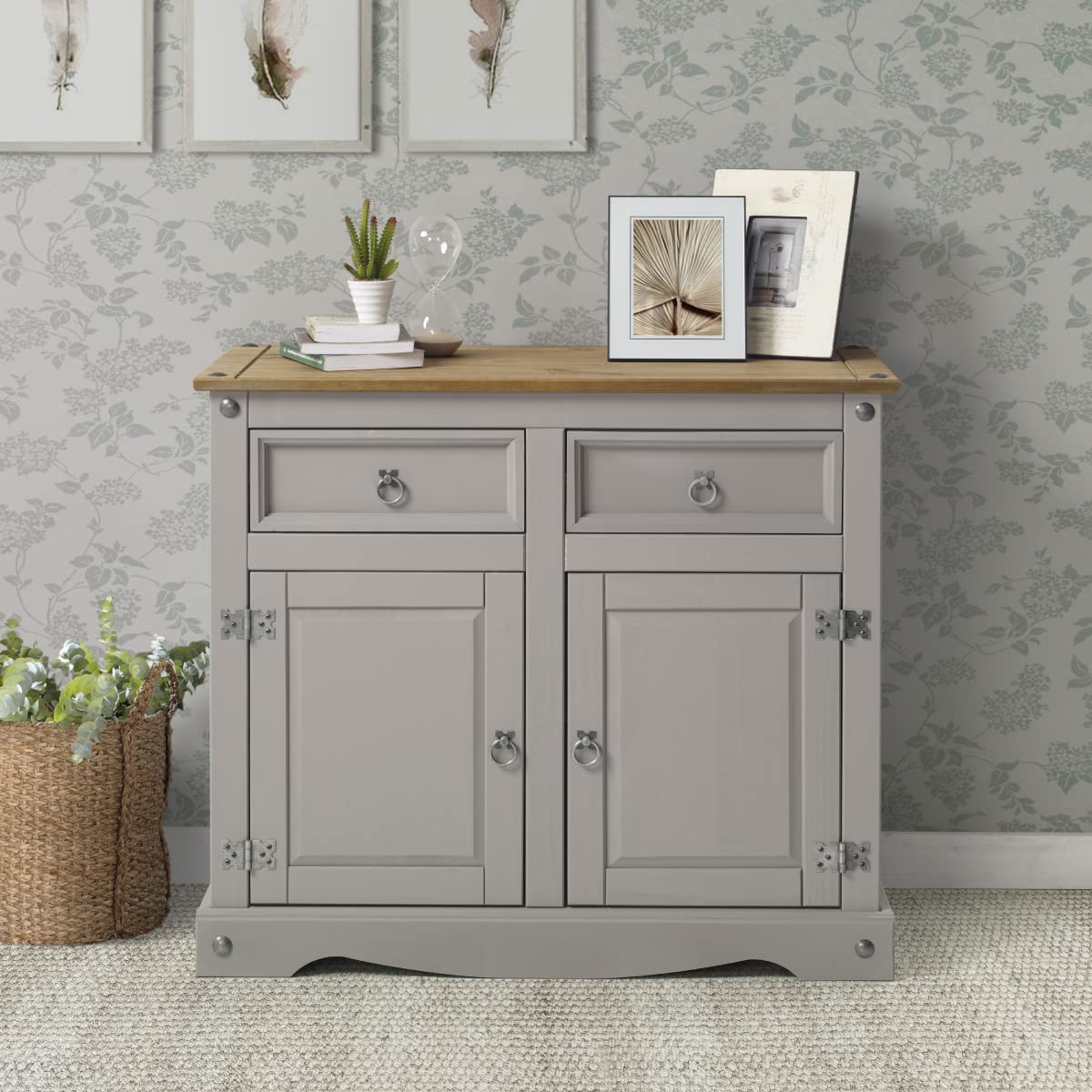 American Furniture Classics Cottage Series Wood Buffet Sideboard, Corona Gray