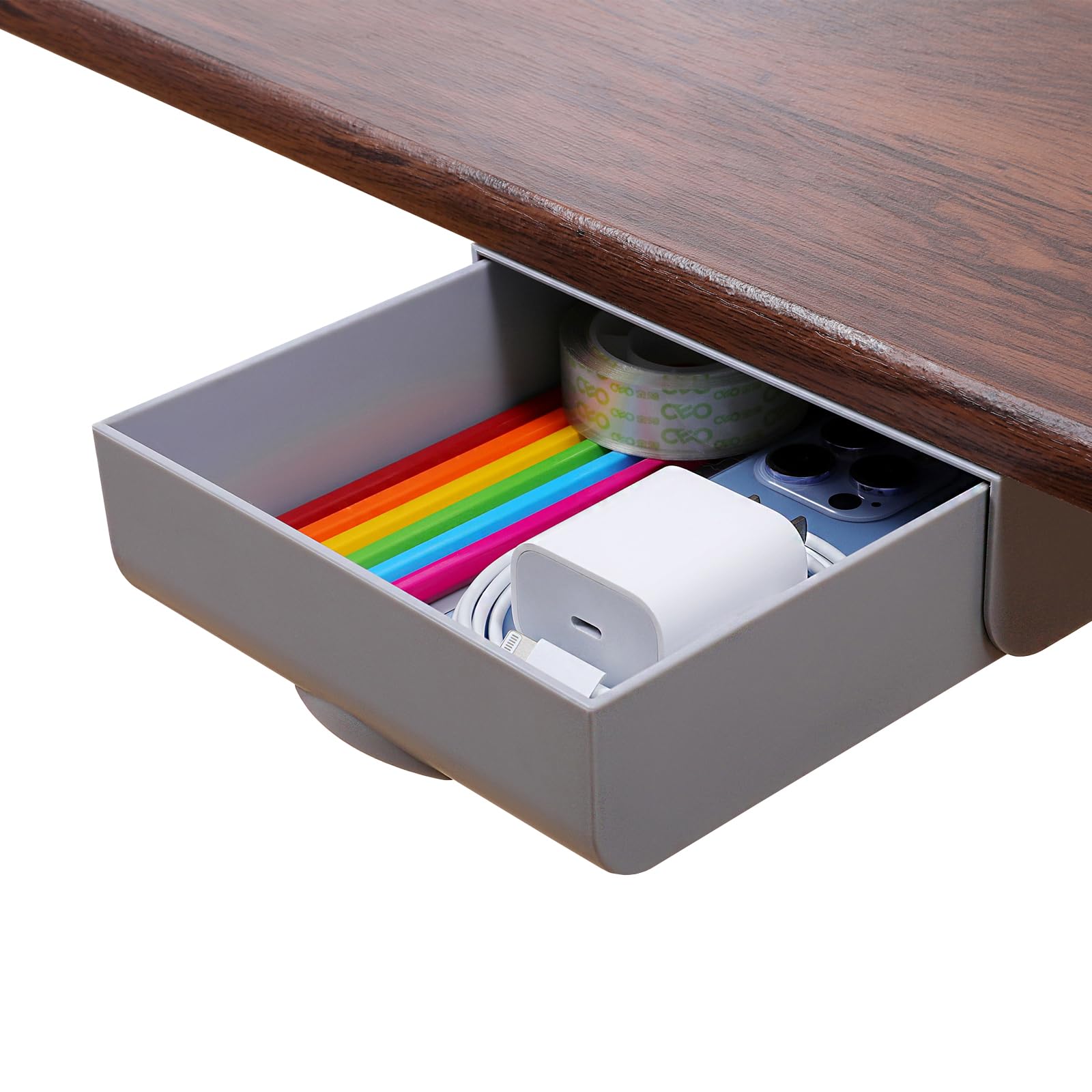 Lulueasy Large Under Desk Drawer Self-Adhesive Hidden Desktop Organizer, Attachable Desk Drawer Slide Out, Table Storage Tray Fo