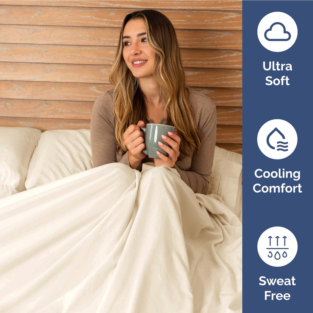 Extra Deep Pocket King Sheets - 4 Piece Breathable & Cooling Bed Sheets - Hotel Luxury Bed Sheet Set - Soft, Wrinkle Free & Comfy - Easily Fits Extra Deep Mattresses - Deep Pocket Off White Sheets Set