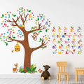 Zonon 3 Sheets Animal Alphabet and Numbers Tree Stickers Learning ABC Letters Birds Numbers Peel and Stick Wall Decals for Kids 