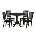 East West Furniture DLWE5-BLK-W 5 Piece Dinette Set for 4 Includes a Round Dining Table with Dropleaf and 4 Dining Room Chairs, 42x42 Inch, Black