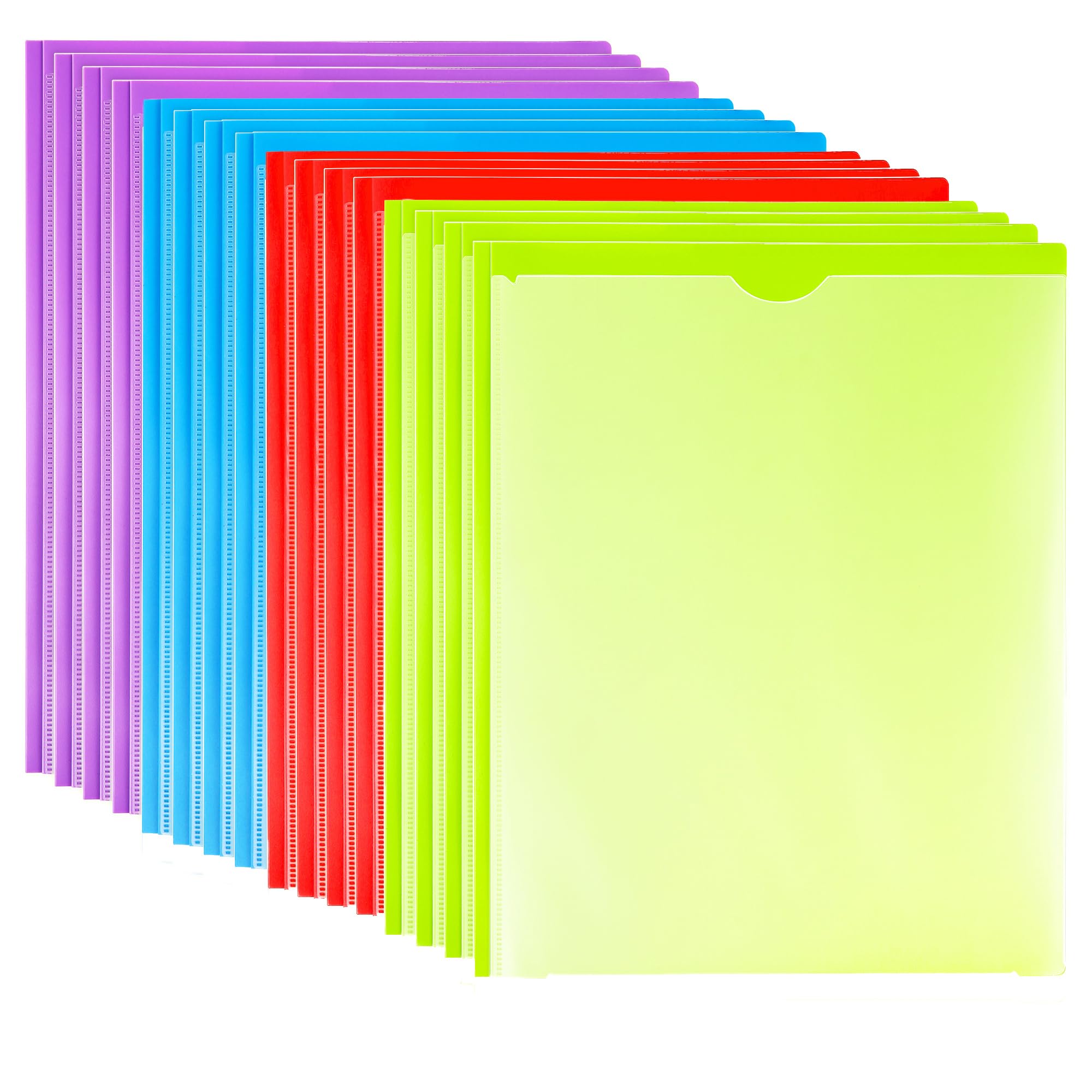 Tewrlnde 16 Packs Heavy Duty 3 Pockets Folders With Prongs, Plastic Folders With Clear Front Pocket, For Letter Size Paper, Asso
