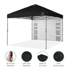 Best Choice Products 10X10Ft Easy Pop Up Canopy W/Side Wall, 10 Pockets, Portable Carrying Case, 1-Button Setup, 4 Weight Bags - Black