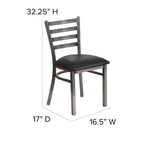 Flash Furniture Hercules Series Clear Coated Ladder Back Metal Restaurant Chair - Black Vinyl Seat