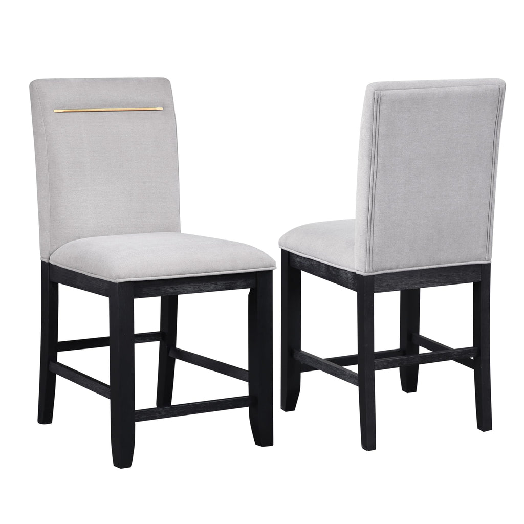 Steve Silver Furniture Yves 8pc Counter Dining Table Set, 77-95" Table w/ 18" Leaf, 6 Yves Counter Chairs and Yves Server, Dining Room, Contemporary Design, 77" L x 40" W x 36" H, Gray, Black