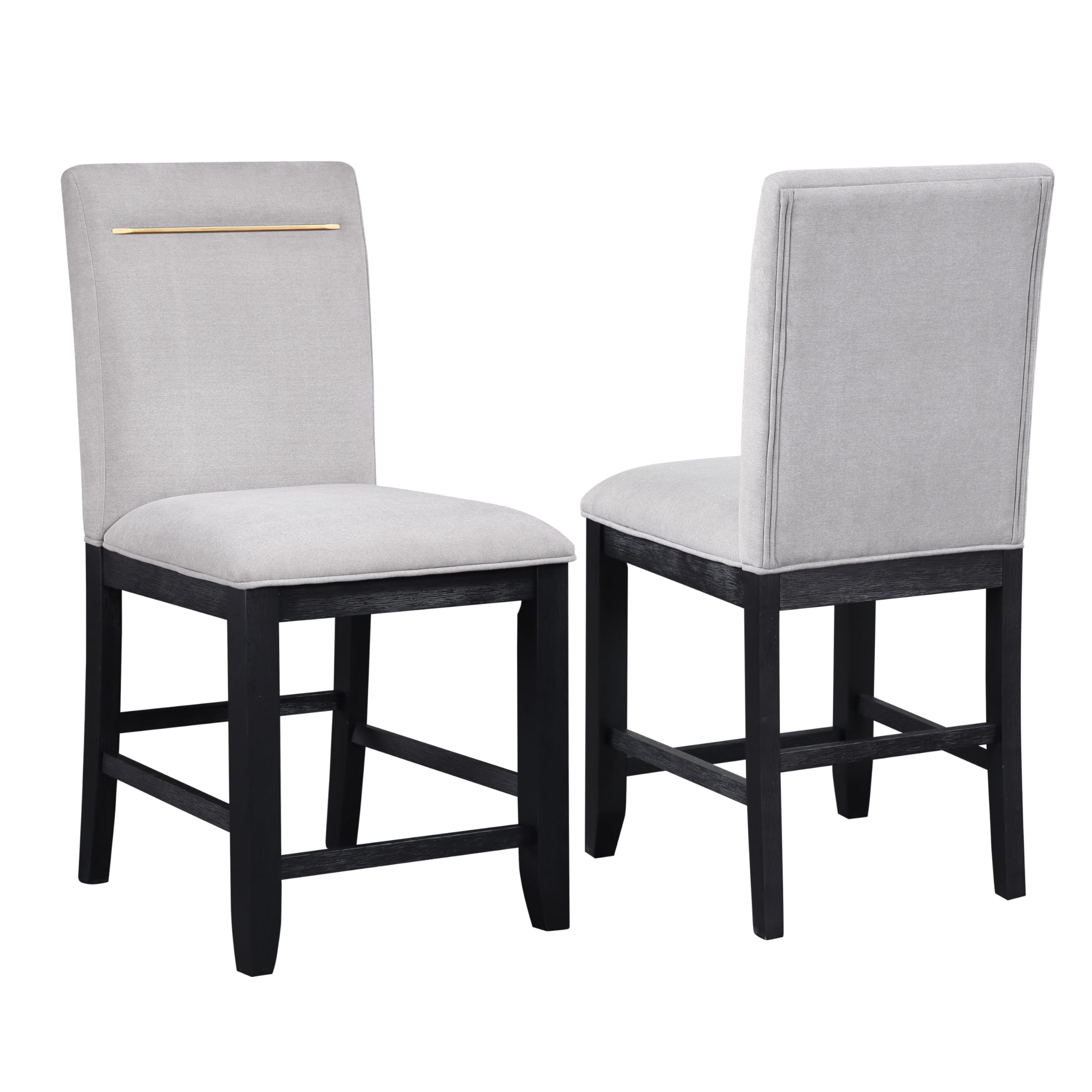 Steve Silver Furniture Yves 8pc Counter Dining Table Set, 77-95" Table w/ 18" Leaf, 6 Yves Counter Chairs and Yves Server, Dining Room, Contemporary Design, 77" L x 40" W x 36" H, Gray, Black