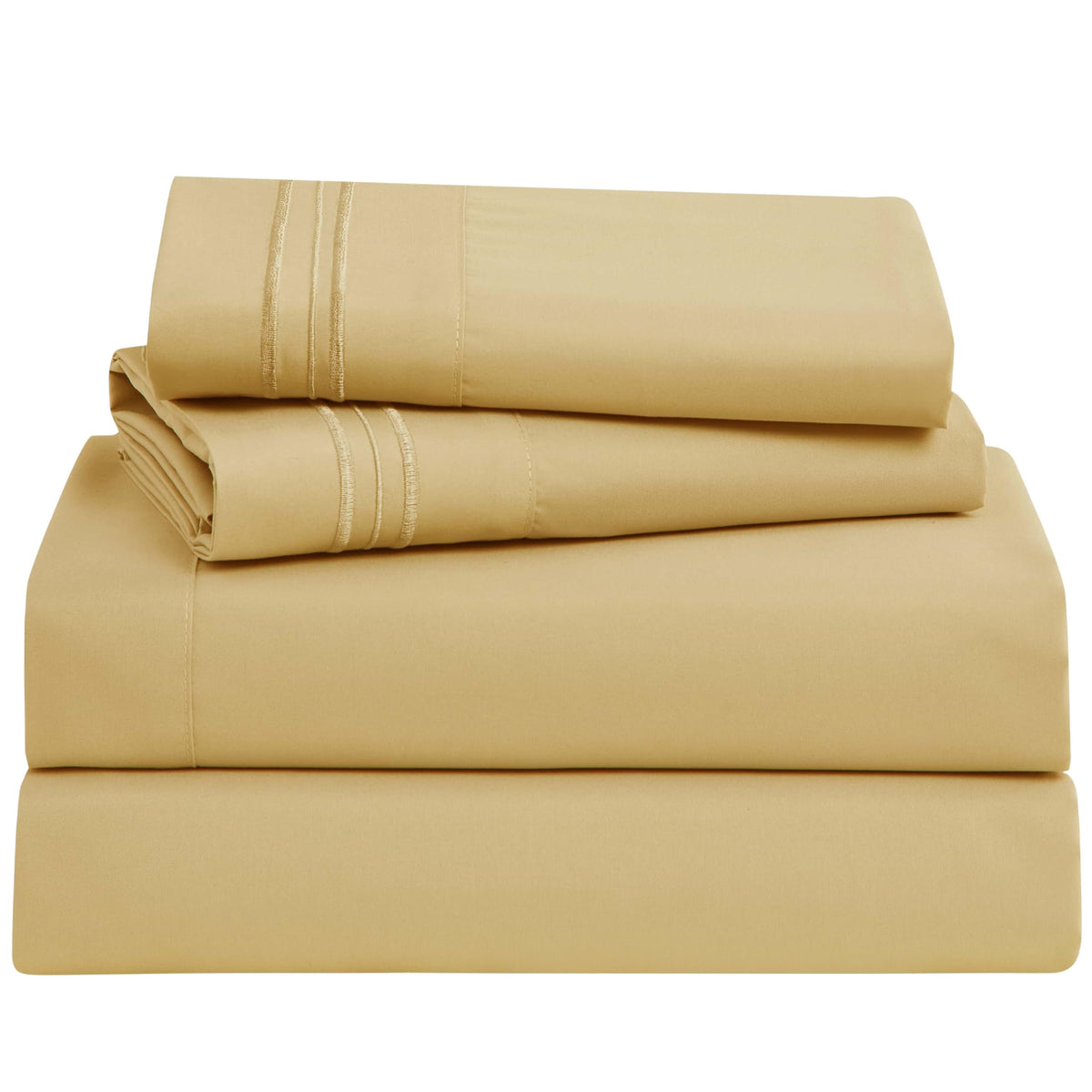 Clara Clark Premier 1800 Series 4Pc Bed Sheet Set - Queen, Camel Gold