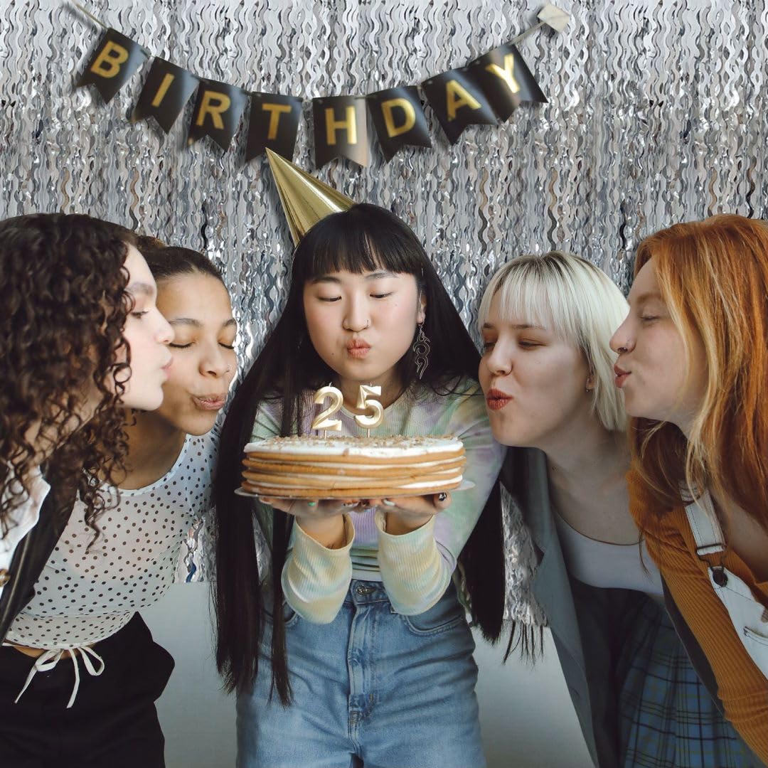 Silver Foil Fringe Tinsel Backdrop - Metallic Tinsel Streamers Curtains Streamer Backdrop Party Backdrop For Prom Decorations Da