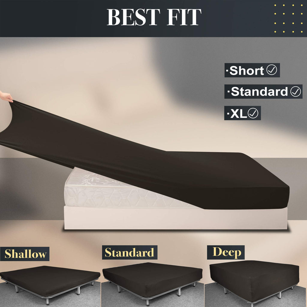King Size Fitted Sheet Only - 4-Way Stretch Jersey Knit, T-Shirt Feeling & Ultra Soft, Wrinkle Free, Non-Slip & Snug Fit For Mat