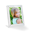 9x12 Acrylic Floating Picture Frame - Table Stand with Chrome Magnetic Front Cover to Easily Change Photos - Made in The USA