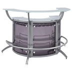 Coaster Home Furnishings Dallas 2-Shelf Curved Home Bar Silver and Frosted Glass (Set of 3)