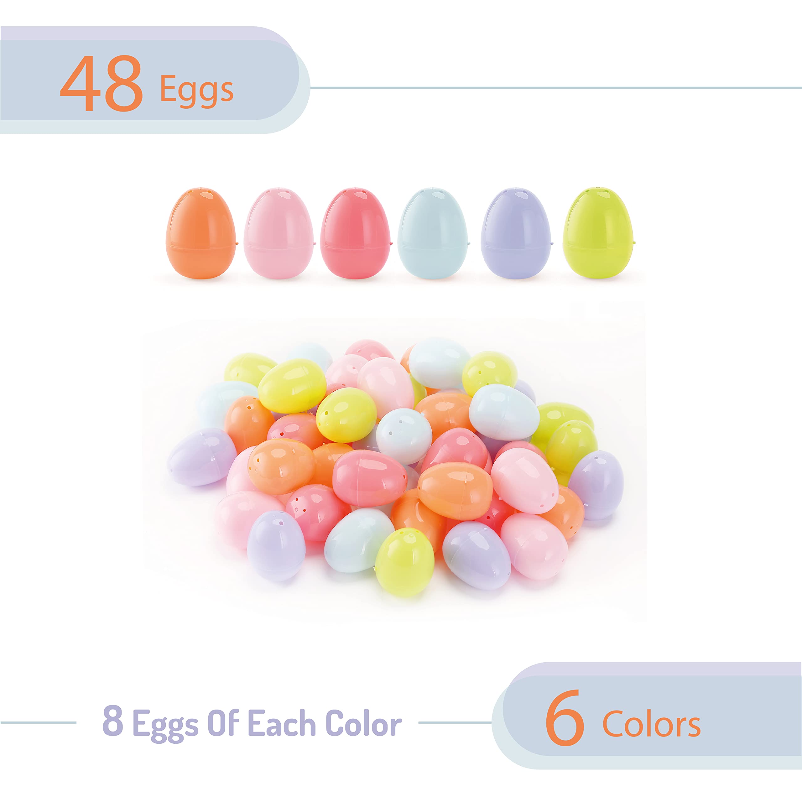 Mr. Pen- Fillable Easter Eggs, Bright Color, 2.3 Inch, 48 Pack, Easter Eggs, Plastic Eggs, Easter Eggs Empty, Plastic Easter Egg