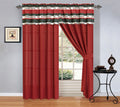 Grand Linen Modern Burgundy Red Black White Floral Curtain Set 120 Wide X 84 Long (2 Pieces of 58 X 84 Panels)