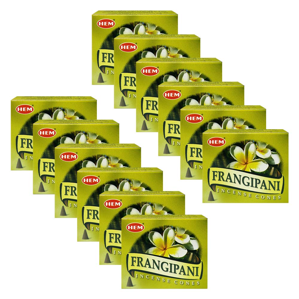 Trumiri Incense Cone Holder Bundle With Hem Firangipani Incense Cones - Pack Of 12 (Approx 120 Cones)