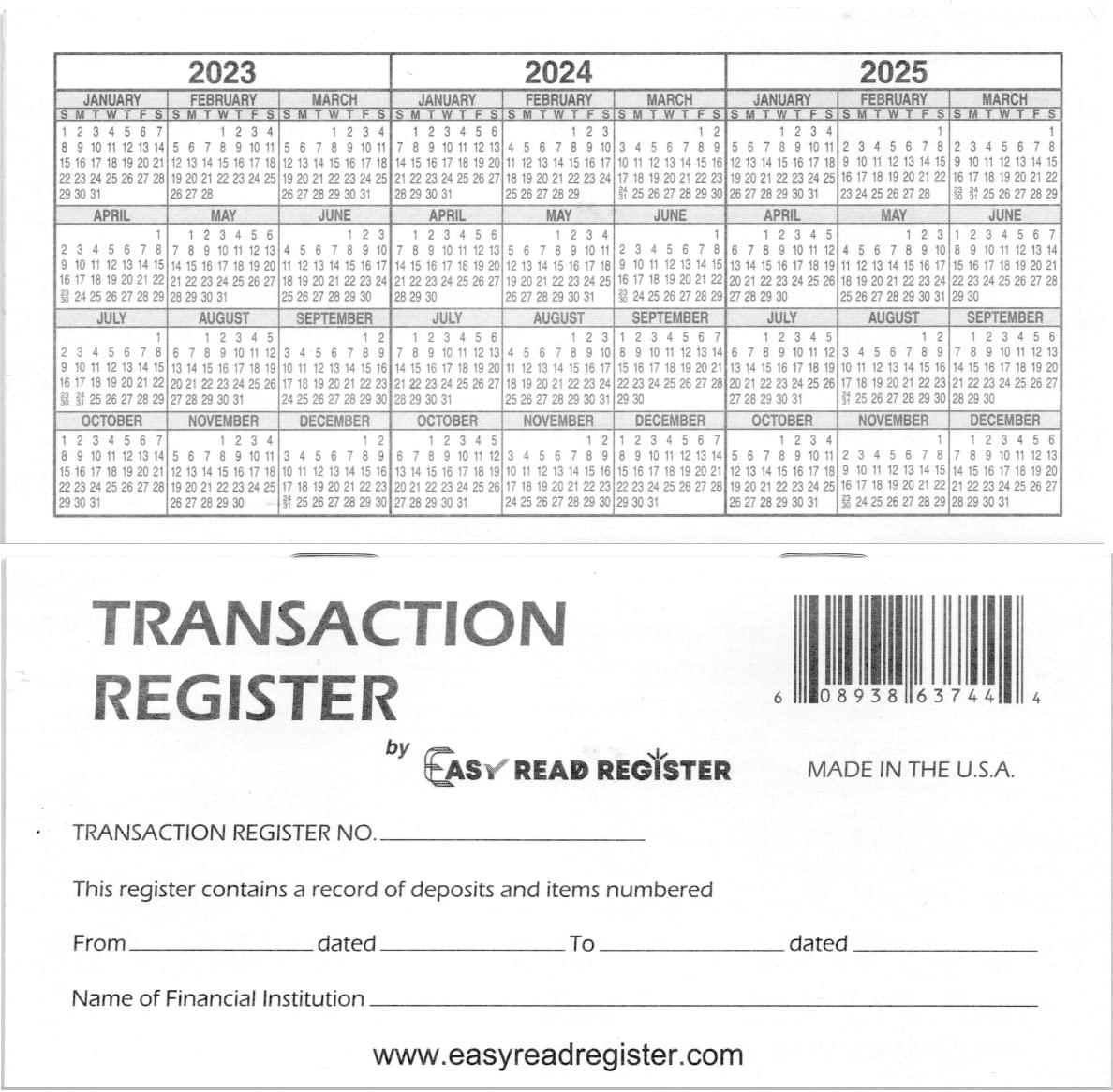 Checkbook Register, Made In The Usa, Check Registers For Personal, Blank Ledger Transaction Registers For Personal Or Business B
