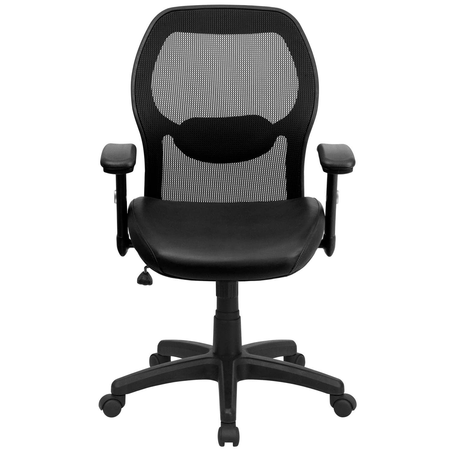 Flash Furniture Mid-Back Black Super Mesh Executive Swivel Office Chair With Leather Padded Seat