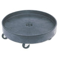 Rubbermaid Commercial Products Universal Drum Dolly for 55-Gallon Round Container, 500-Pound Capacity, Black, Heavy Duty Plastic
