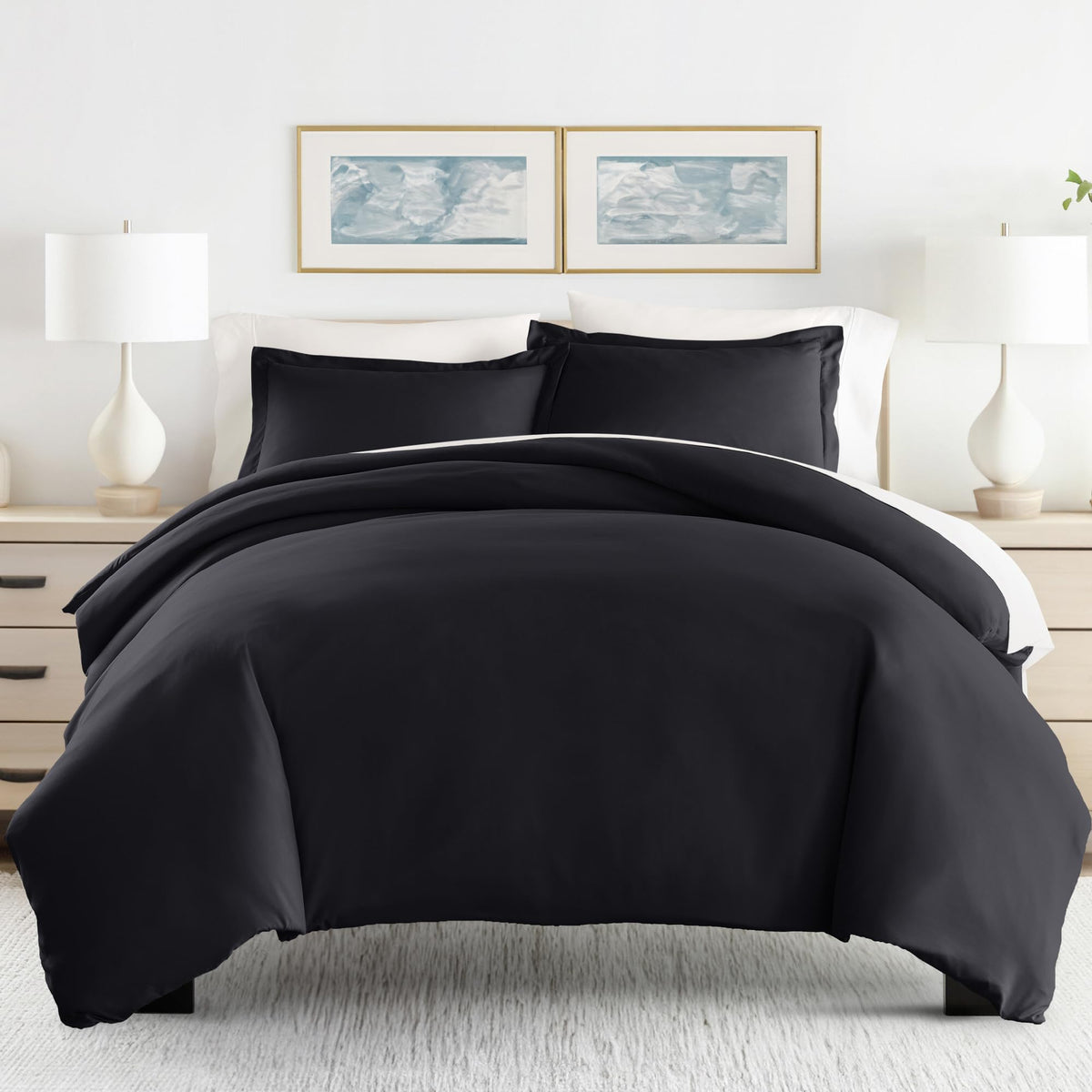Ienjoy Home Hotel Collection Soft Brushed Microfiber Duver Cover Set, Twin, Black