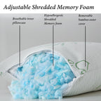 Single Memory Foam Pillows King Size Set Of 1, Cooling Rayon Pillow With Breathable Cover, Bed Pillow For Sleeping 1 Pack, Firm