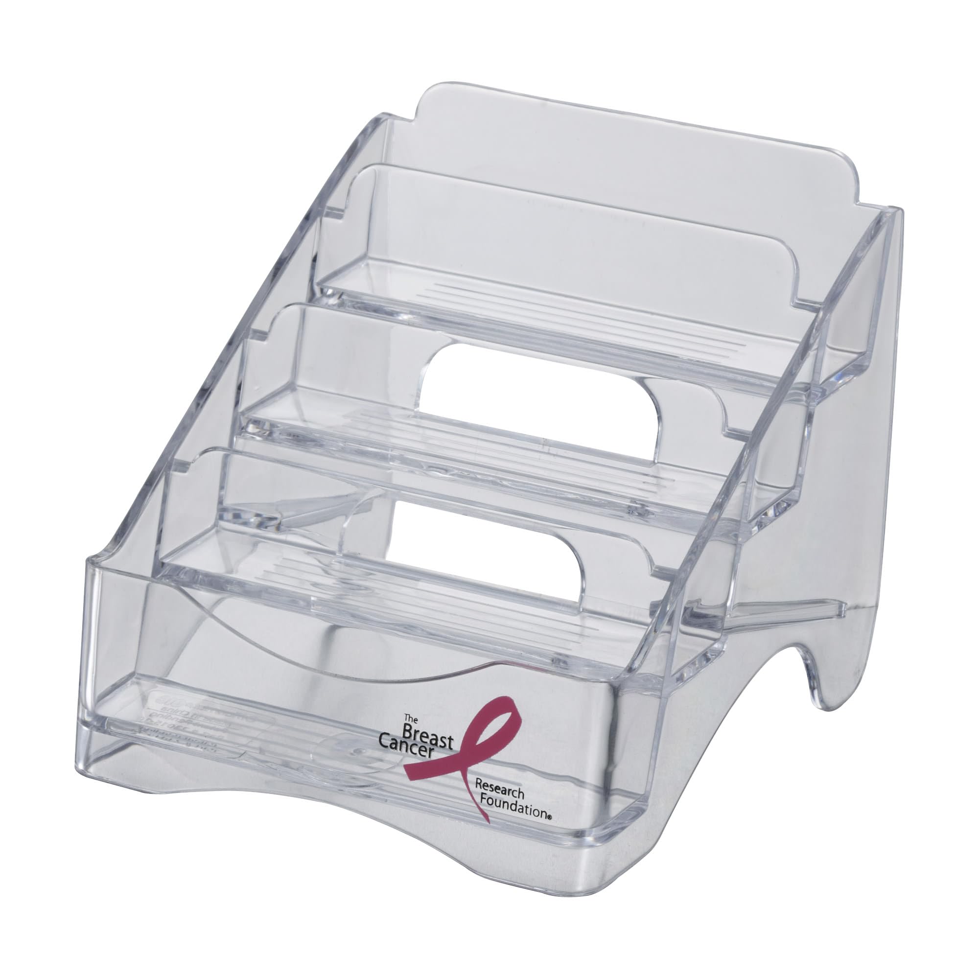 Officemate Breast Cancer Awareness Business Card Holder, 4 Tiers, Clear (08930), 4' X 3.8' X 4'