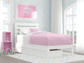 AFI, Oxford Twin Platform Bed with Set of 2 Underbed Storage Drawers, White