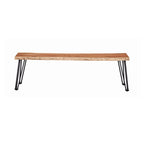 Coaster Furniture Sherman Modern Solid Wood Live Edge Dining Bench Metal Base Natural Acacia Gunmetal 190913