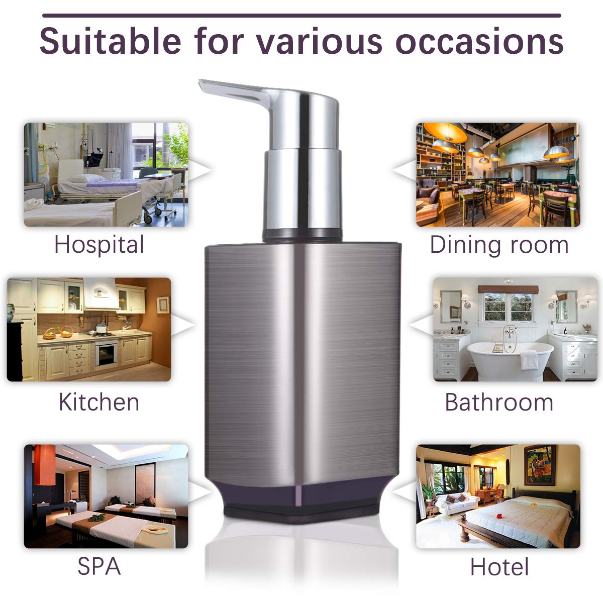 Boperzi 2 Pack Soap Dispenser Rust Proof Refillable Liquid Hand & Dish Soap Dispenser Set Leak Proof Plastic Chorme Pump For Kit