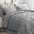 Jollyvogue Olive Green King Size Comforter Sets 7 Pieces, Pintuck Bed In A Bag Comforter Set For Bedroom, Bedding Comforter Sets