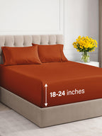 Extra Deep Pocket Cal King Sheets - 4 Piece Breathable & Cooling Bed Sheets - Hotel Luxury Sheet Set - Soft, Wrinkle Free & Comfy - Easily Fits Extra Deep Mattresses - Deep Pocket Terracotta Sheets