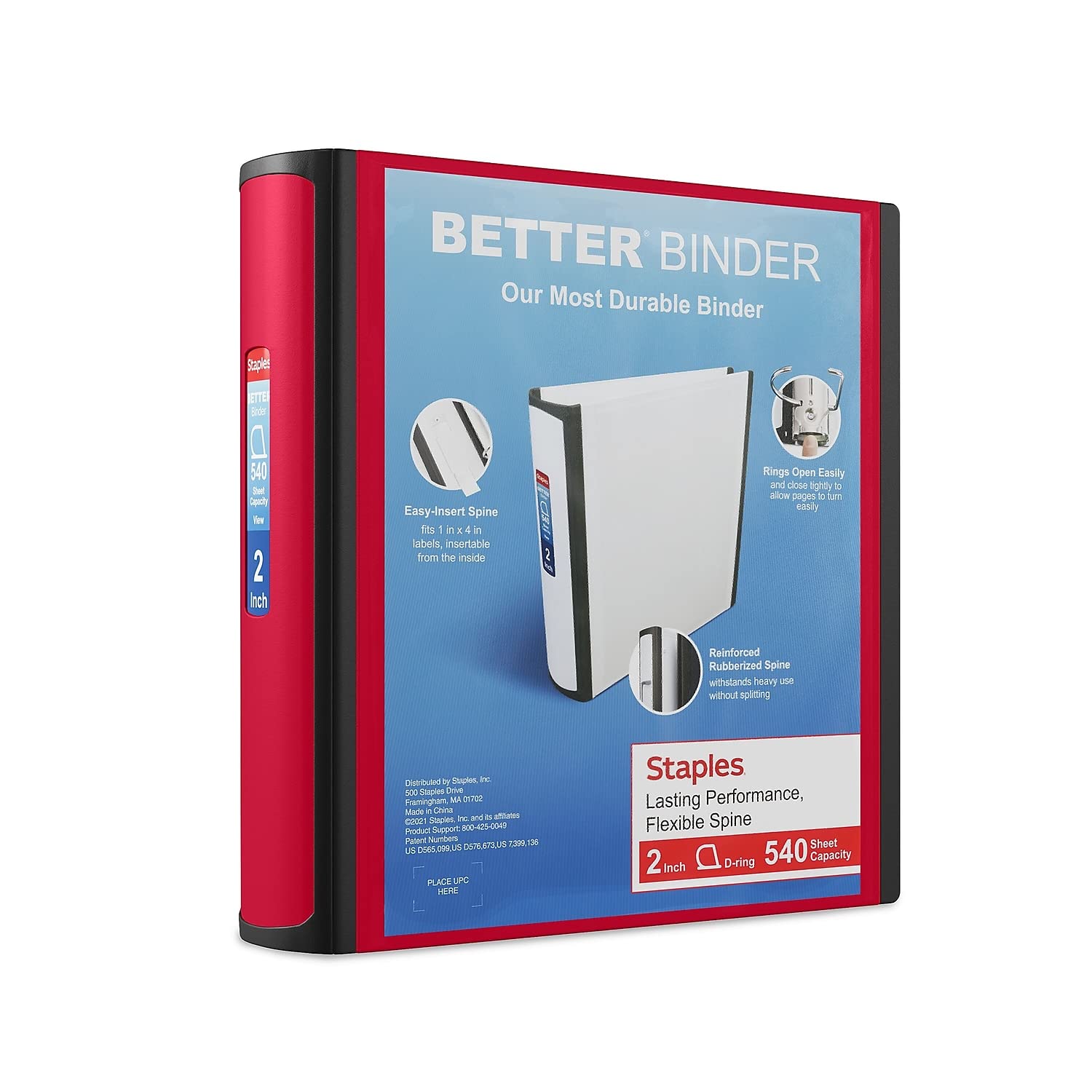 Staples Better Binder, 2-Inch, Red