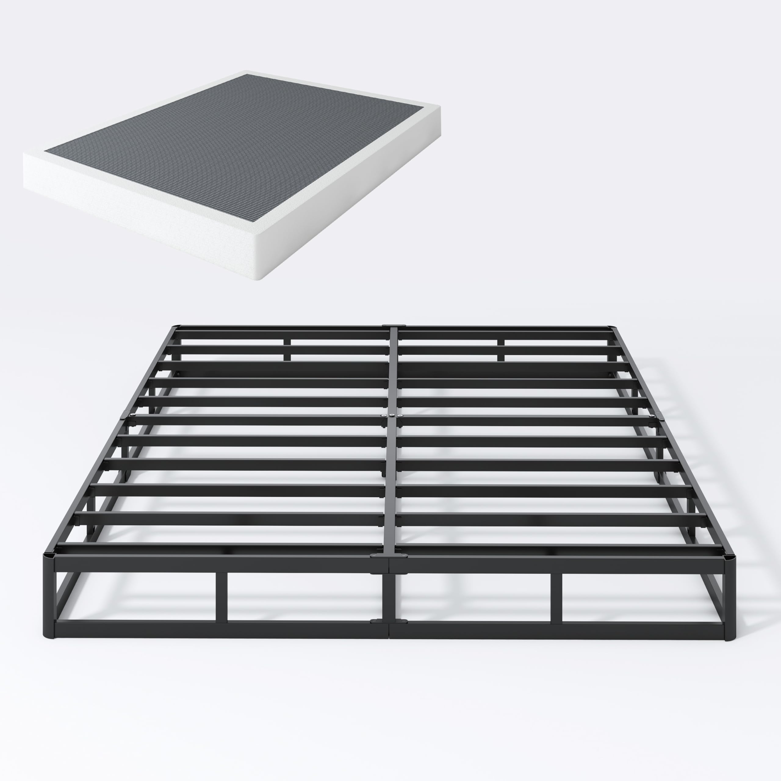 Shland King Box Spring, 7 Inch King Size Box Spring And Cover Set, 3000Lbs Heavy Duty Metal Mattress Foundation With Easy Clean