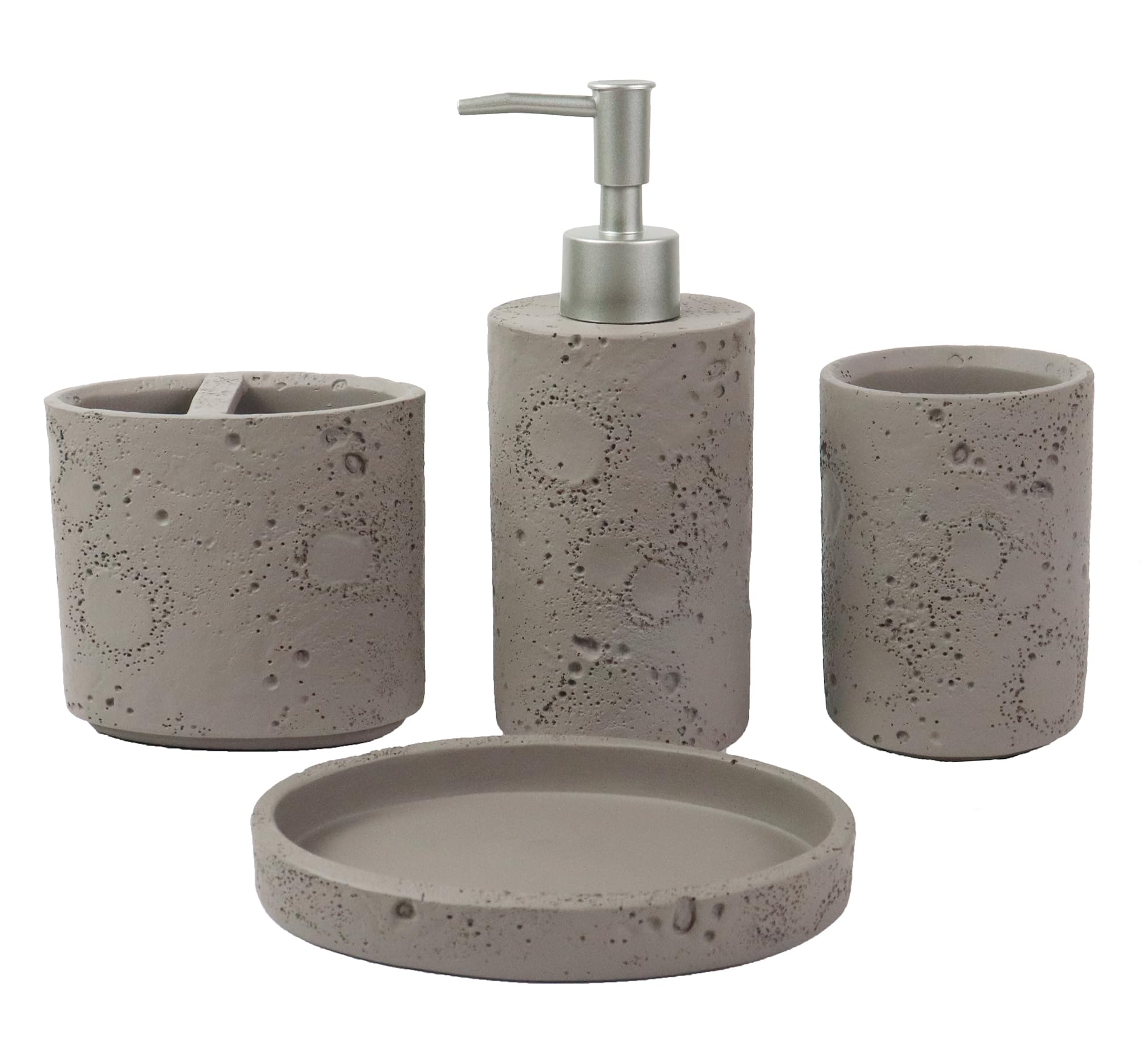 Hymmah Meteorites Bathroom Accessories Set,Farmhouse Bathroom Decor,4 Pcs Resin Gift Set Apartment Necessities, Contain Cotton S