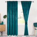 Hiasan Teal Velvet Curtains 84 Inch Blackout Rod Pocket Thermal Insulated Soft Curtains Room Darkening Window Drapes With Tiebac