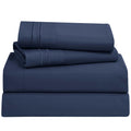 Clara Clark Bed Sheets, Premier 1800 Series 4 Piece Bed Sheet Set, Deep Pocket, Wrinkle, Fade, Stain Resistant, Luxury Soft Bedding Sheets & Pillowcases, California King, Navy Blue