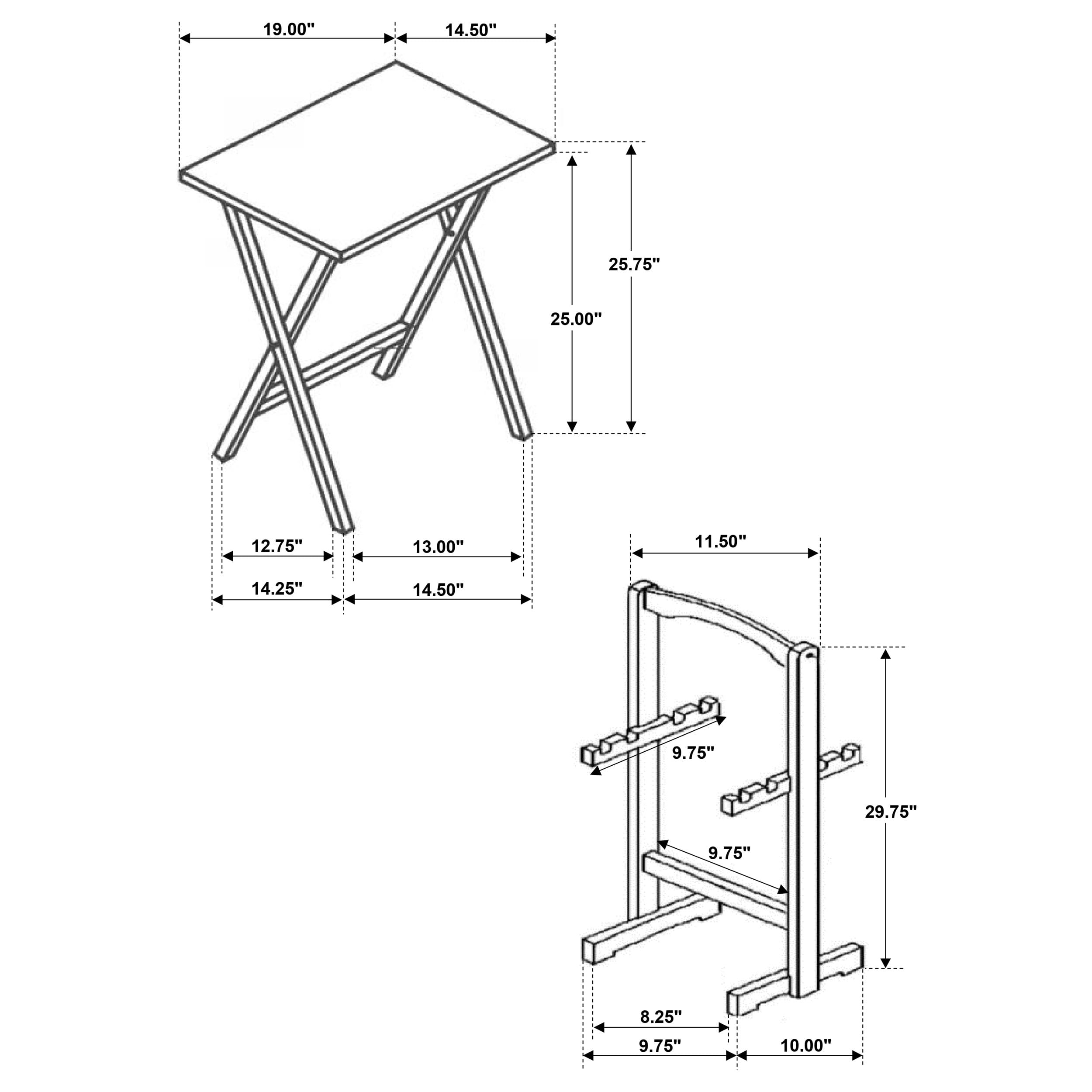 Coaster Home Furnishings Donna 4-Piece TV Tray Table Set with Stand Natural