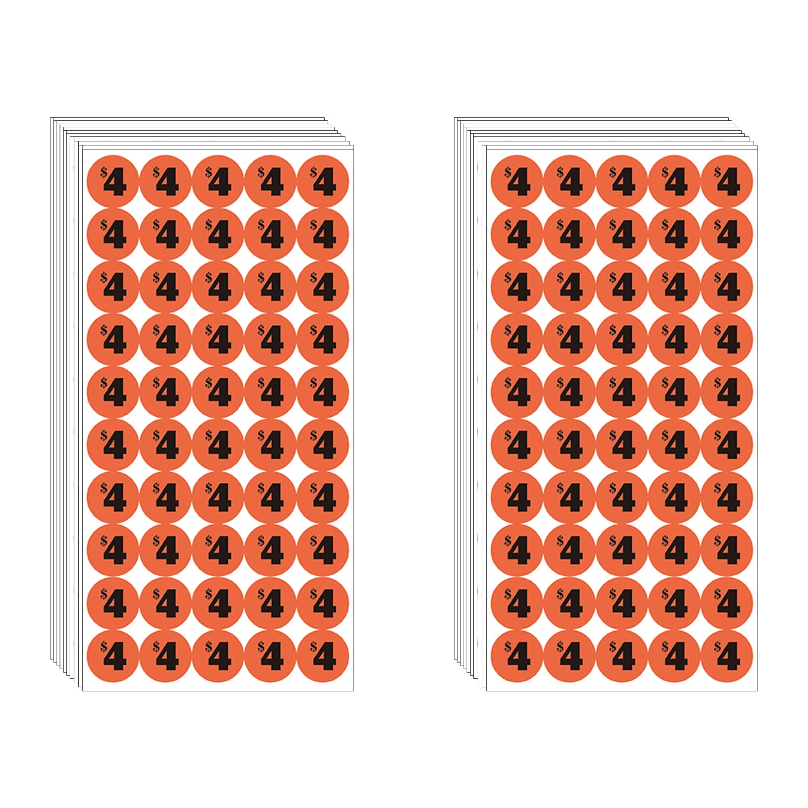 Dugutul 1000 Pcs $4 Color-Coded Price Stickers For Garage Sale And Flea Market, 3/4' Diameter - Bold Fonts, Clear Visibility, H