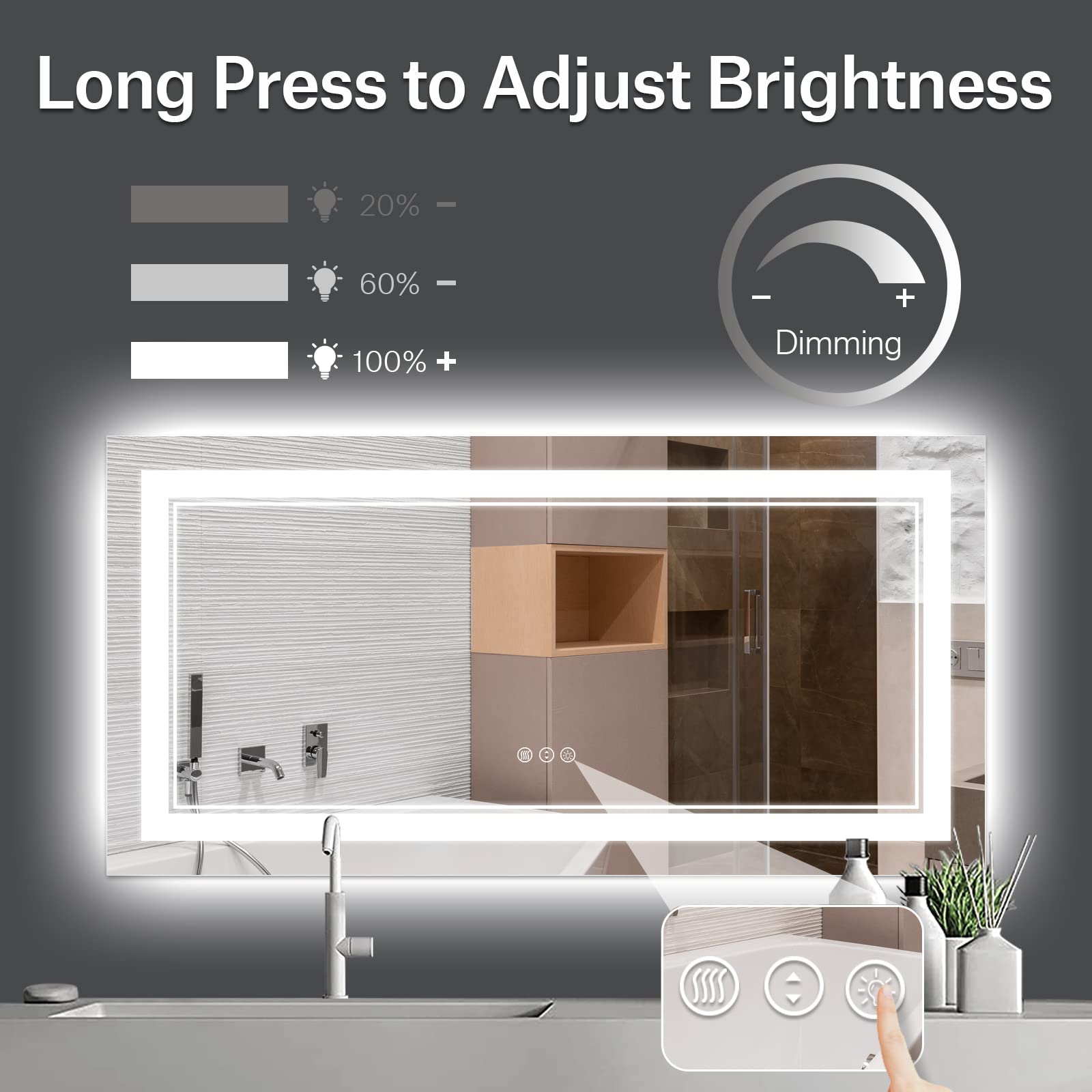 Istripmf 72X36 Inch Led Bathroom Mirror, Backlit And Front-Lit,Large Lighted Vanity Mirror With Lights,Anti-Fog,Dimmable,Etl Lis
