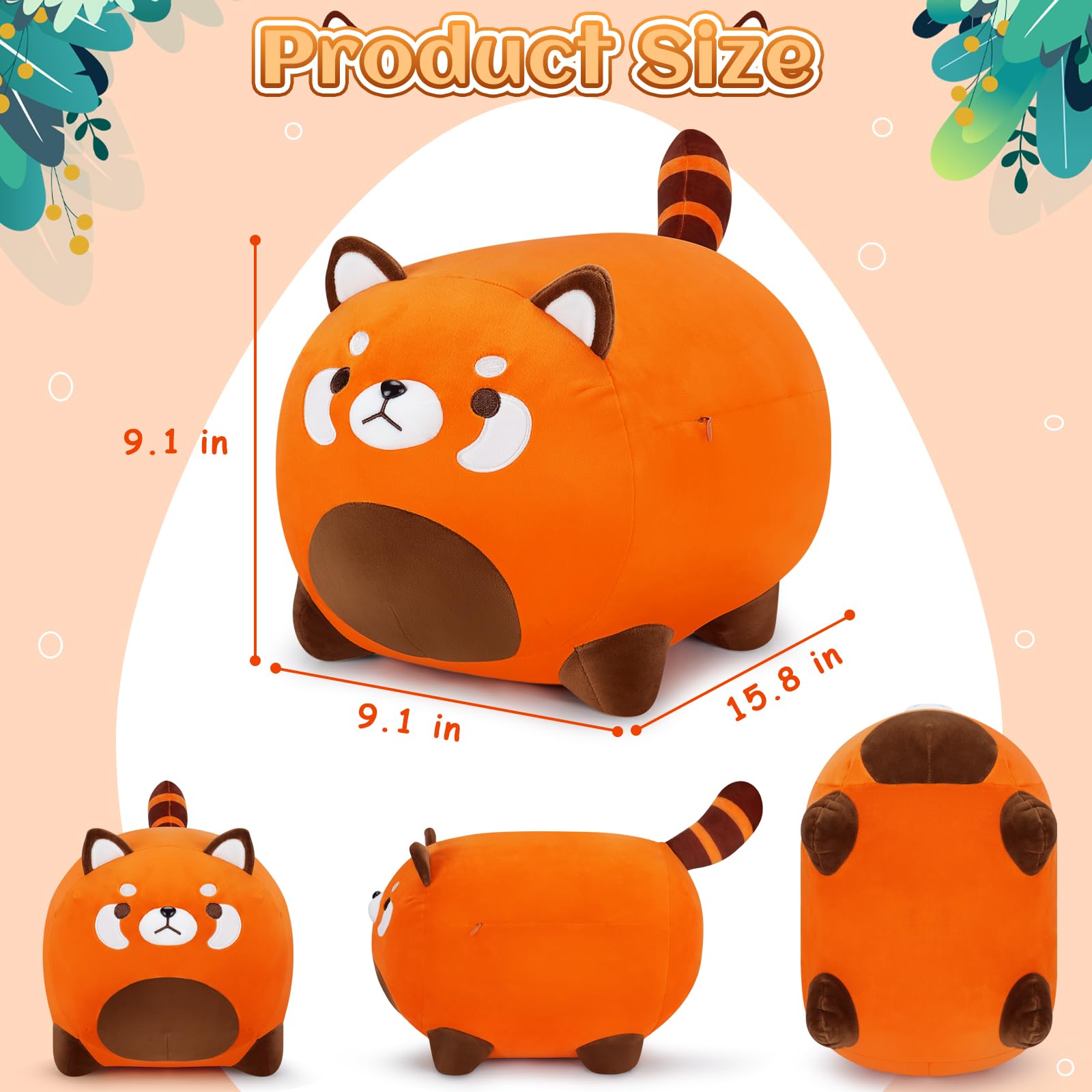 Red Panda Plush-16' Red Panda Plush Pillow Stuffed Animals, Orange Panda Plushie Cute Plushies Red Panda Anime Plush Pillows, K