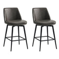 Chita Counter Height Swivel Barstools, Fsc Certified Upholstered Faux Leather Bar Stools Set Of 2, Metal Base, 27.2' Seat Height, Grey
